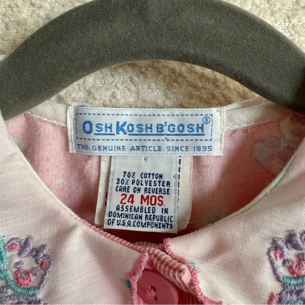 Vintage Osh Kosh B’Gosh Baby Corduroy Pink Sledding‎ Bears Romper 24 months